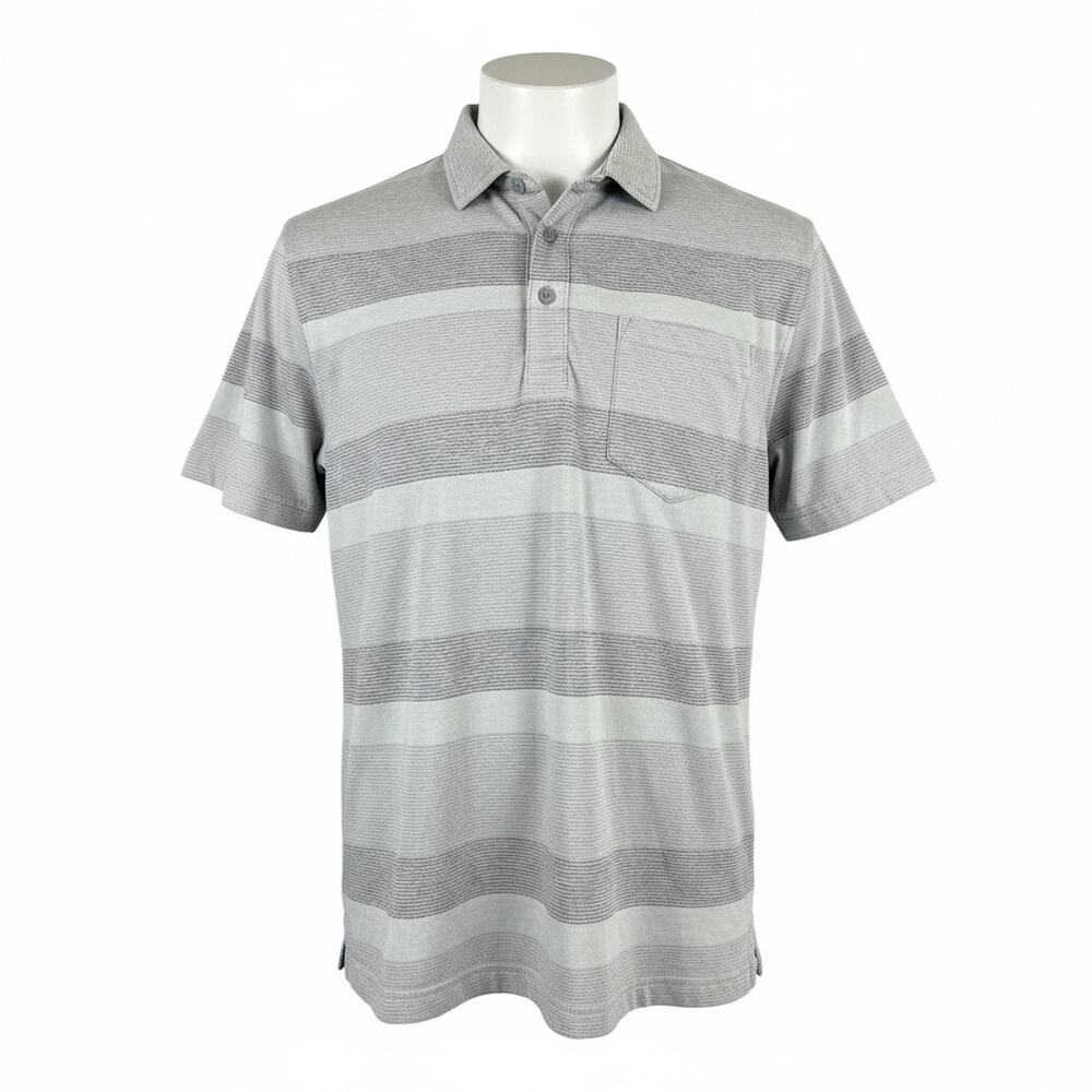 Toad & Co Jack Short Sleeve Polo Grey Stripe Size Large